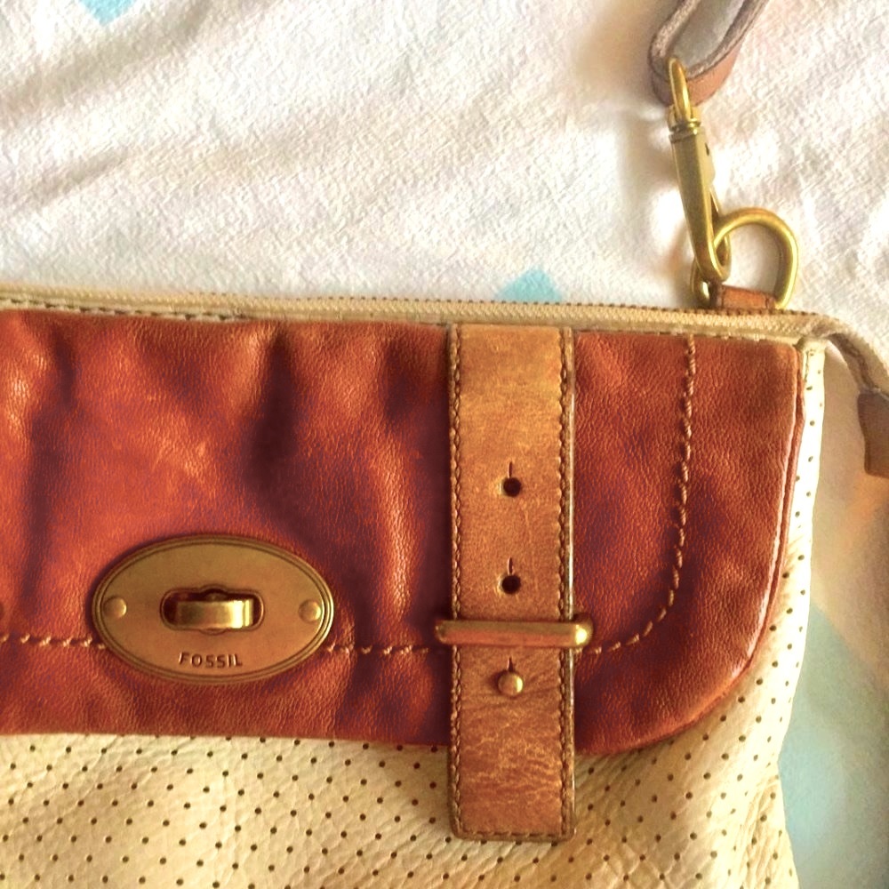 Fossil leather cross-body satchel